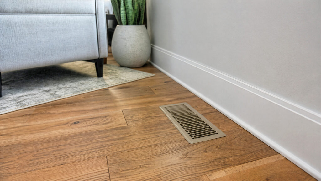 Ducted home heating with a heat pump
