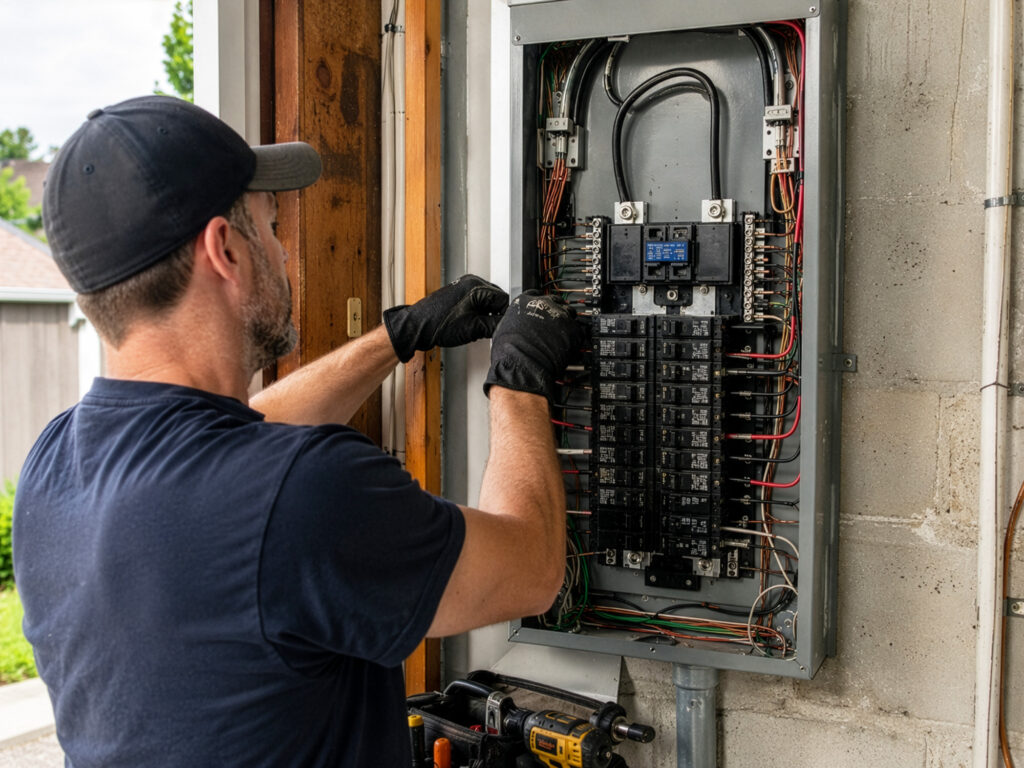 Electrical services electrician fixing panel