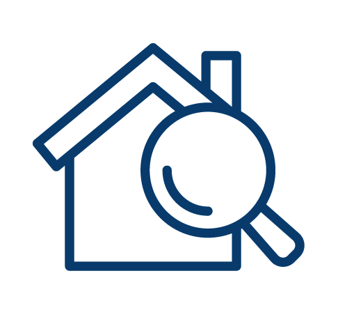 house with magnifying glass